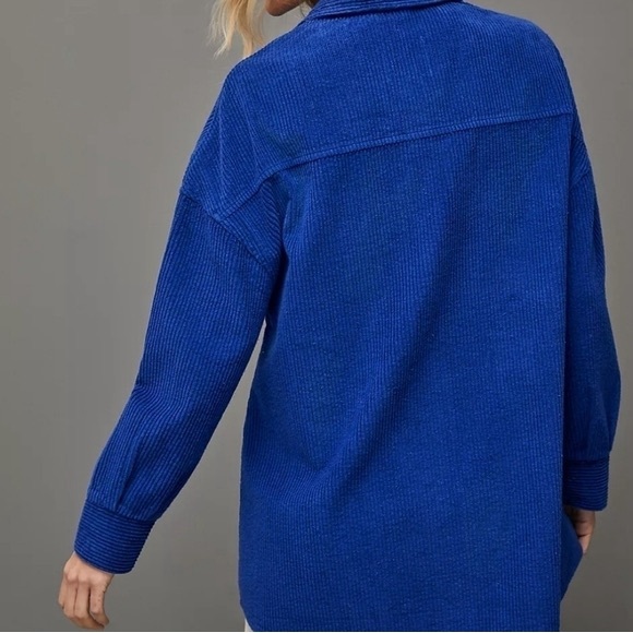 NWT Avec les filles tamra corduroy shirt jacket shacket small blue - Picture 2 of 10